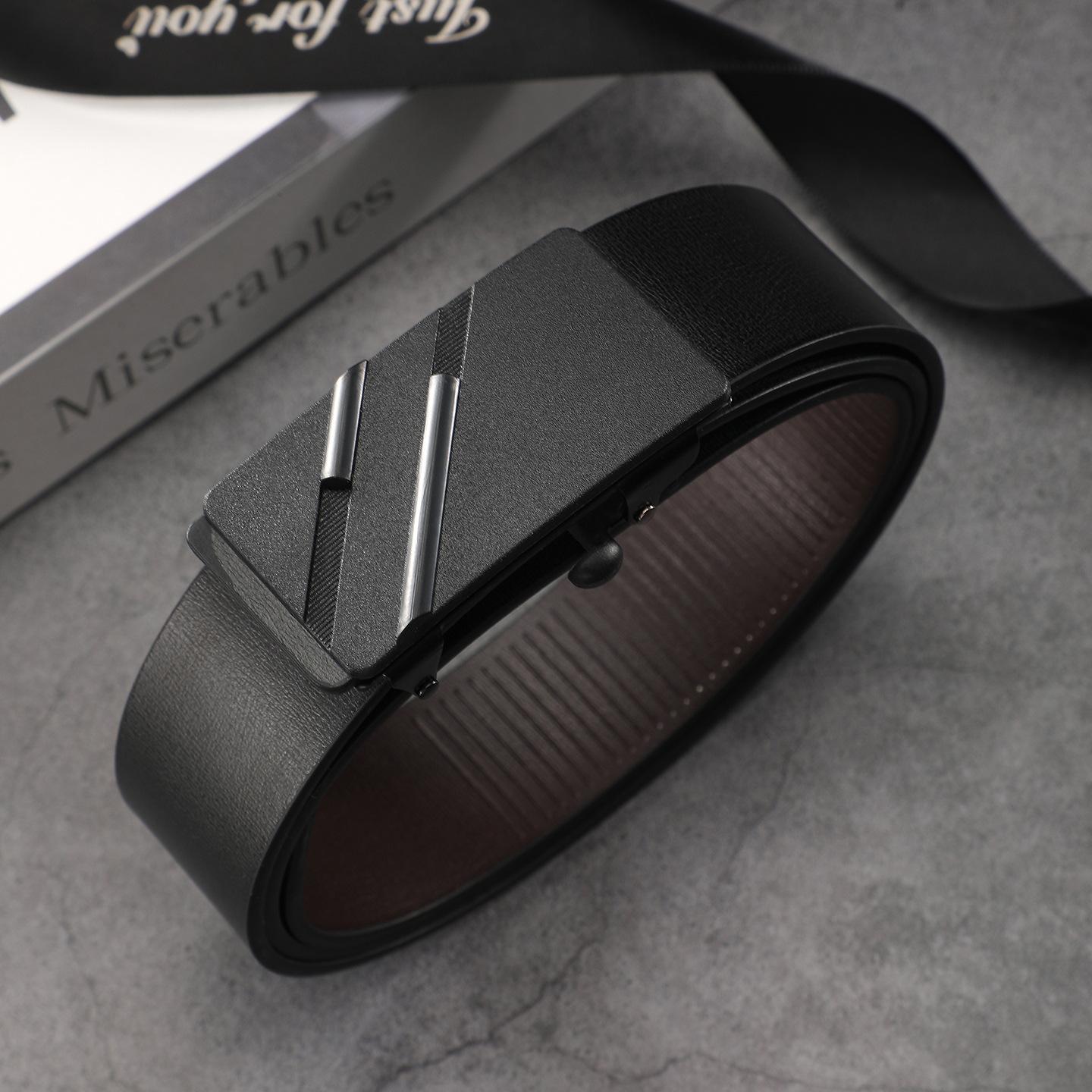 

Men s Belt Toothless Inward Wear Automatic Buckle Belt for Middle-aged and Young Casual Business Trousers 130cm