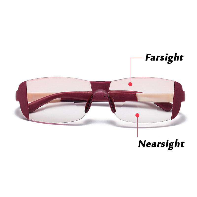 TR Rimless Anti-Blue Bifocal Reading Glasses Men Women Unisex Double Light Fashion Presbyopia Eyewear