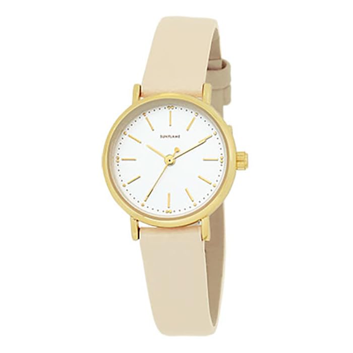 SUNFLAME Made in Simple Design Beige Watch, Japan, Watch, Slim, Basic, Trendy, JF4D0011, Women s, бежевый