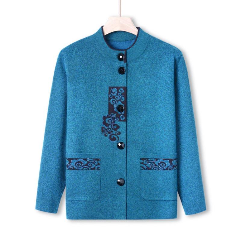 Middle-aged Knitted Sweater New Autumn Cardigan Jacket Year-old 0 Mother Sweater Old Man Lady Clothes