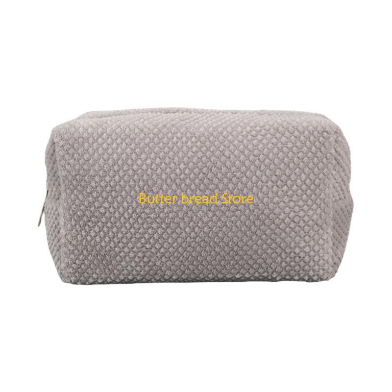 W89C Large Capacity Plush Pen Case Corduroy Pen Pouches Zippered Pen Bag for Women