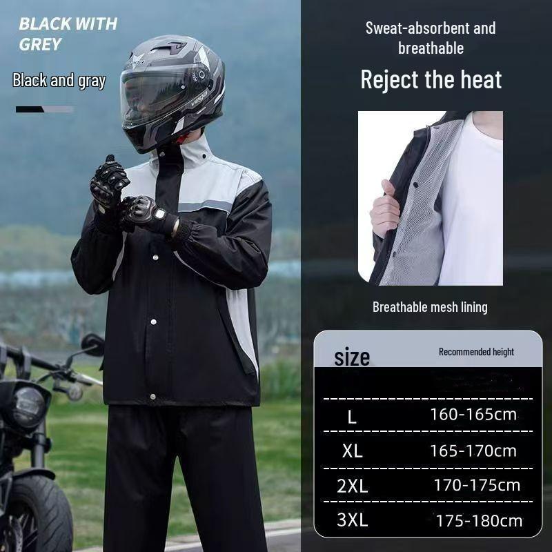 

Men s Full-Body Motorcycle Raincoat & Pants Set for Food Delivery and Cycling XL [Weight 45-60kg]