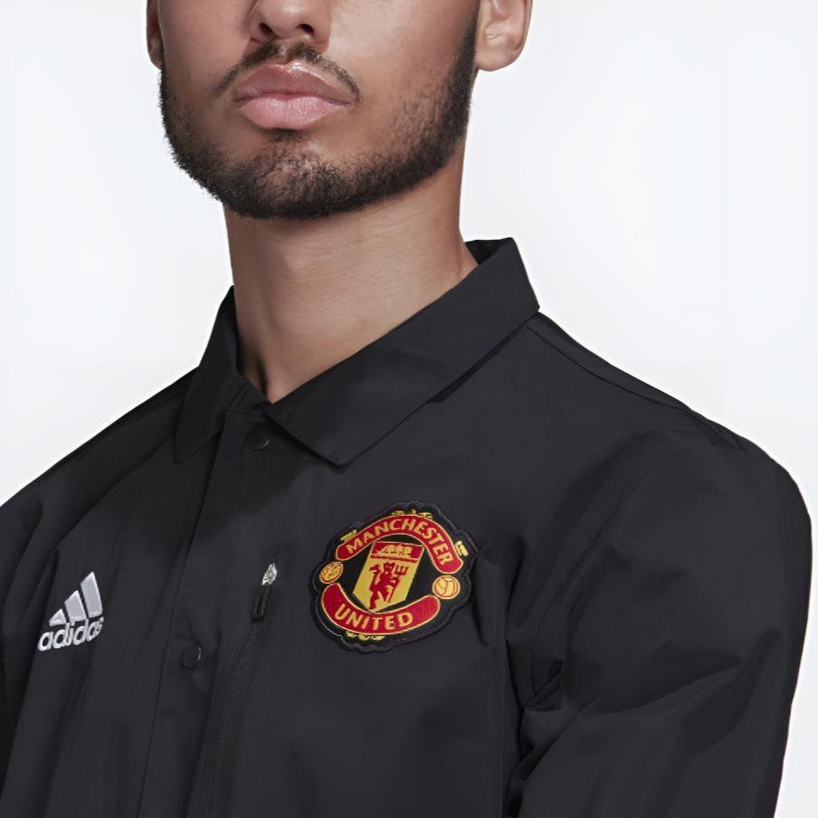adidas Mufc Trv Coach Logo Zipper lapel Soccer/Football Jacket Black Men's GR3911