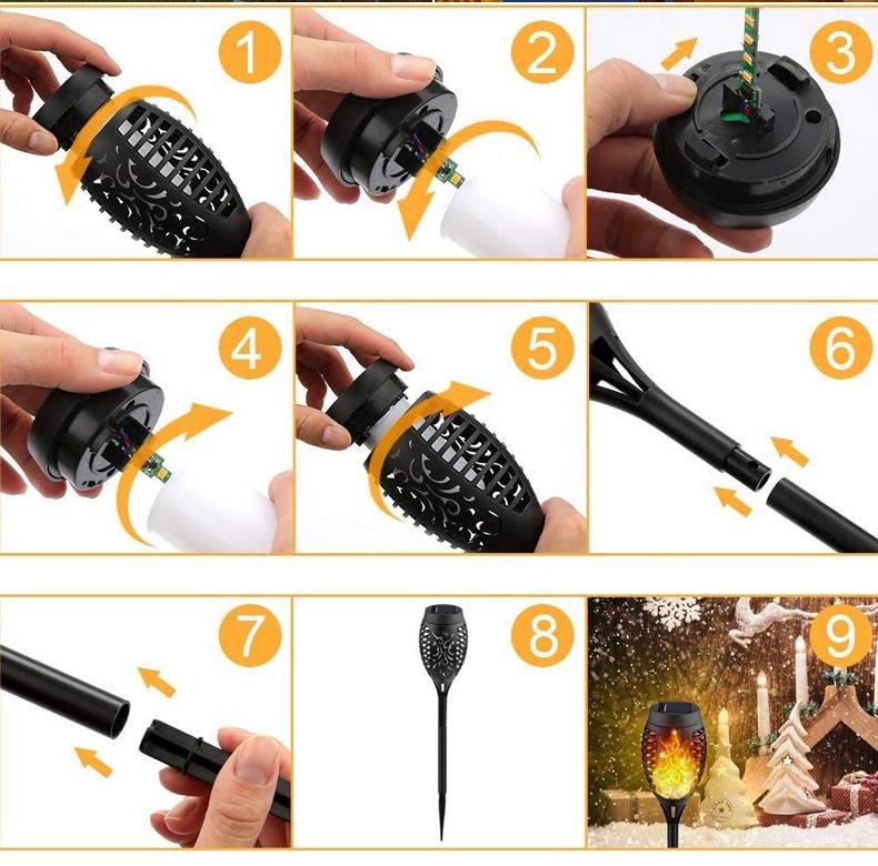 Solar 96LED Outdoor Flame Torch Light for Garden and Lawn