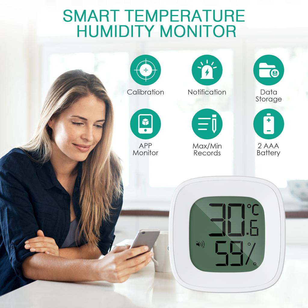 ORIA Upgrade Bluetooth Thermometer 2PCS/1PC Hygrometer Wireless Outdoor Thermometer Smart Home Temperature and Humidity Sensor