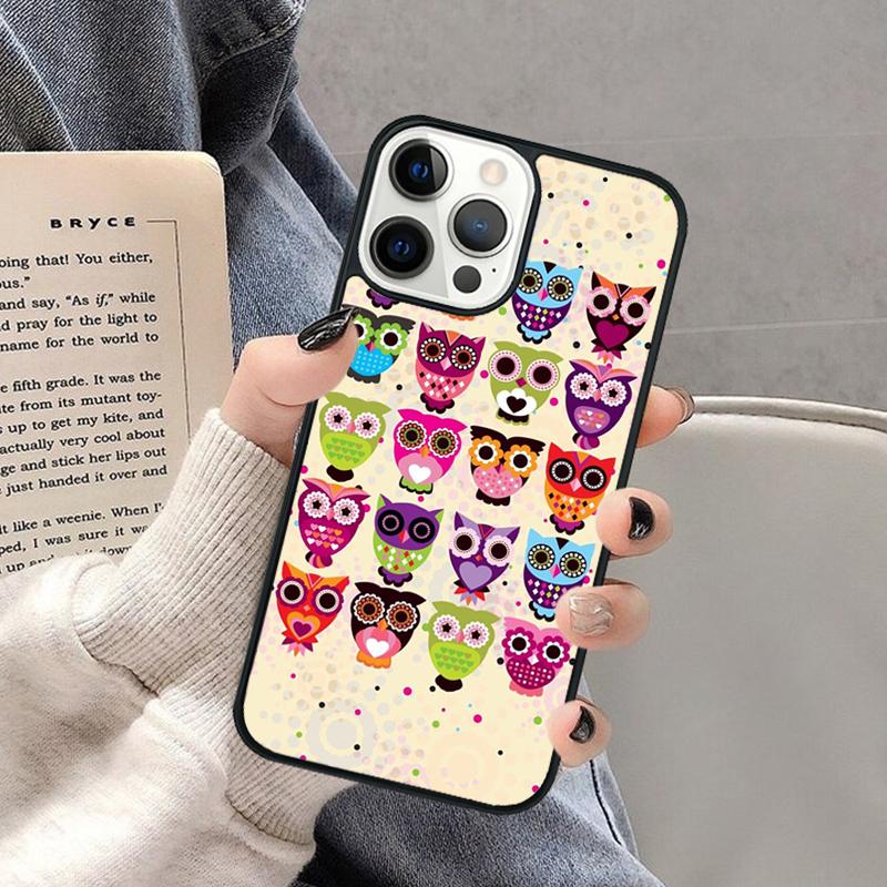 Lovely Owl Animal Diy Colorful Phone Case for iPhone 17 Air 16 16e 15 Plus for Apple 13 11 12 14 Pro Max Cover Coque