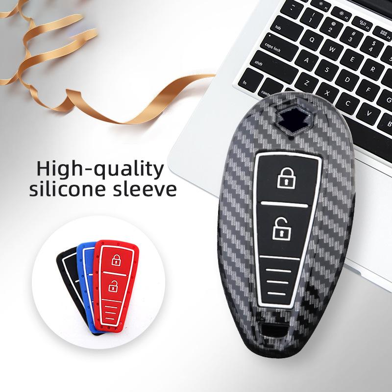 Abs Carbon Car Smart Key Cover Case Bag Protector Keychain For Suzuki Baleno Ertiga Ciaz Ignis Kizashi Swift Sx4 S-Cross Vitars