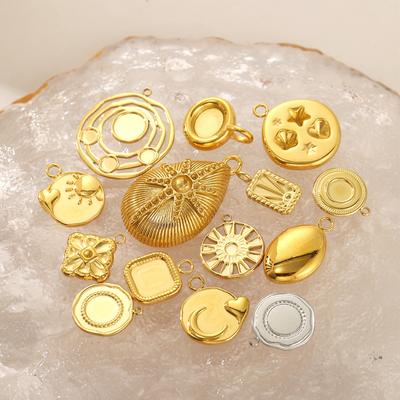 3PCS/LOT CARLIDANA Round Sun Shaped Stainless Steel Charms, Two Holes Pendants DIY Jewelry Findings for Necklace Making