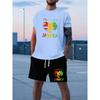 New Summer Daily Casual Men's T-shirt Outdoor Sports Men's Shorts One Love Monogram Printed Men's Short Sleeve Shorts Set