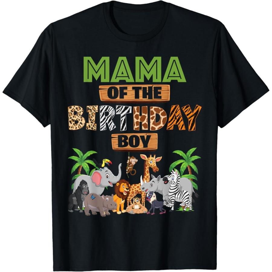 Wild Mama Of The Birthday Boy Zoo Safari Jungle Animal T-Shirt S
