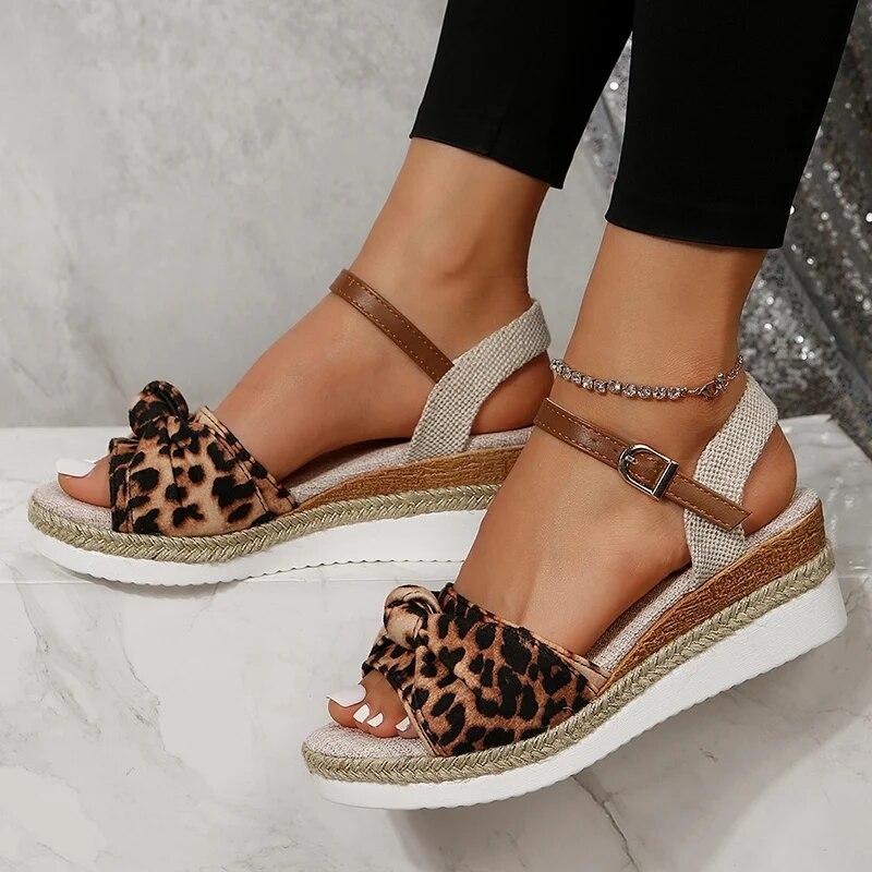 Summer Mix Color Platform Sandals Women Comfort Med Heels Espadrille Shoes Woman Ankle Buckle Wedges Sandalias De Mujer