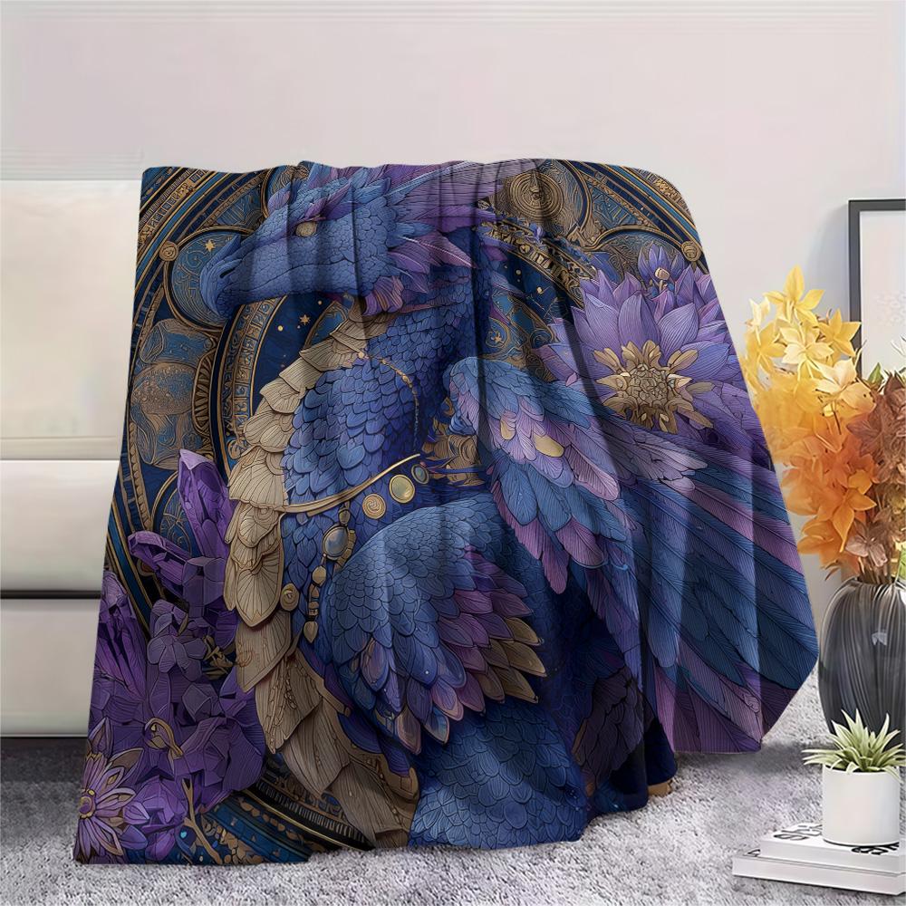 Purple Dragons  Print Flannel Blanket, High quality Comfortable for All Seasons, Home Decor, Warmth and Comfort