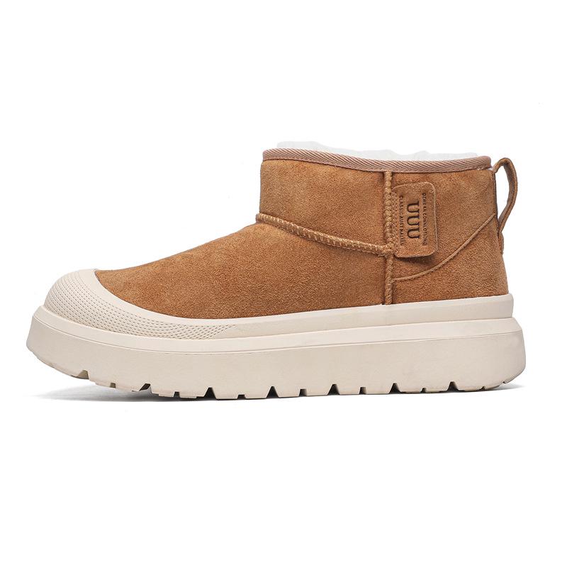 Men's Winter Snow Boots – Real Leather, Fur Lined, Non-Slip, Wool, Short, Thick Velvet, Cold-Proof, Warm.