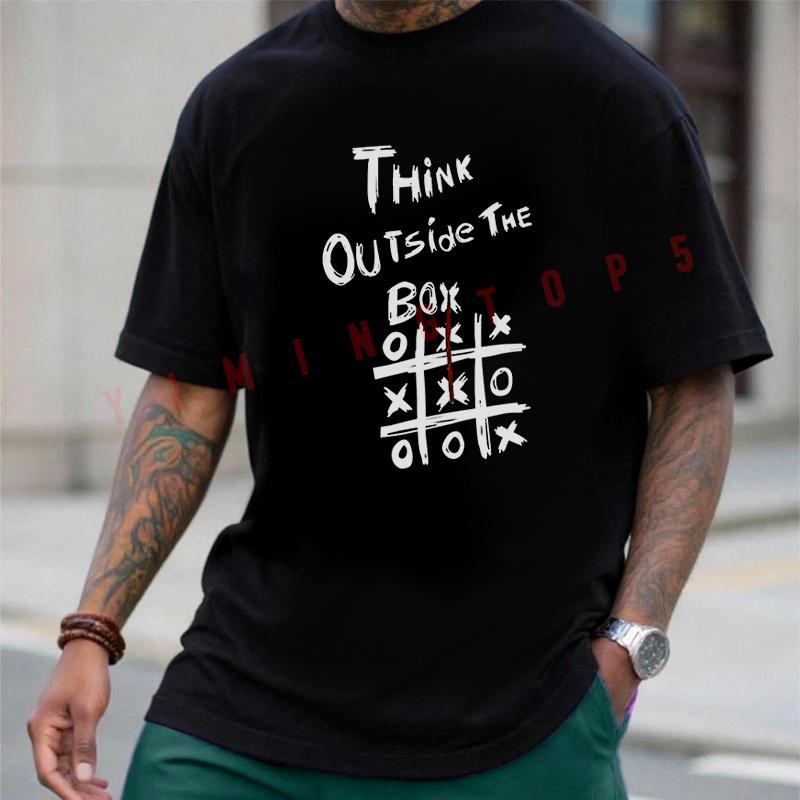 Think Outside The Box Print Moto T-Shirt Motorrad Fans Summer Cotton Men Short Sleeve O-Neck Te
