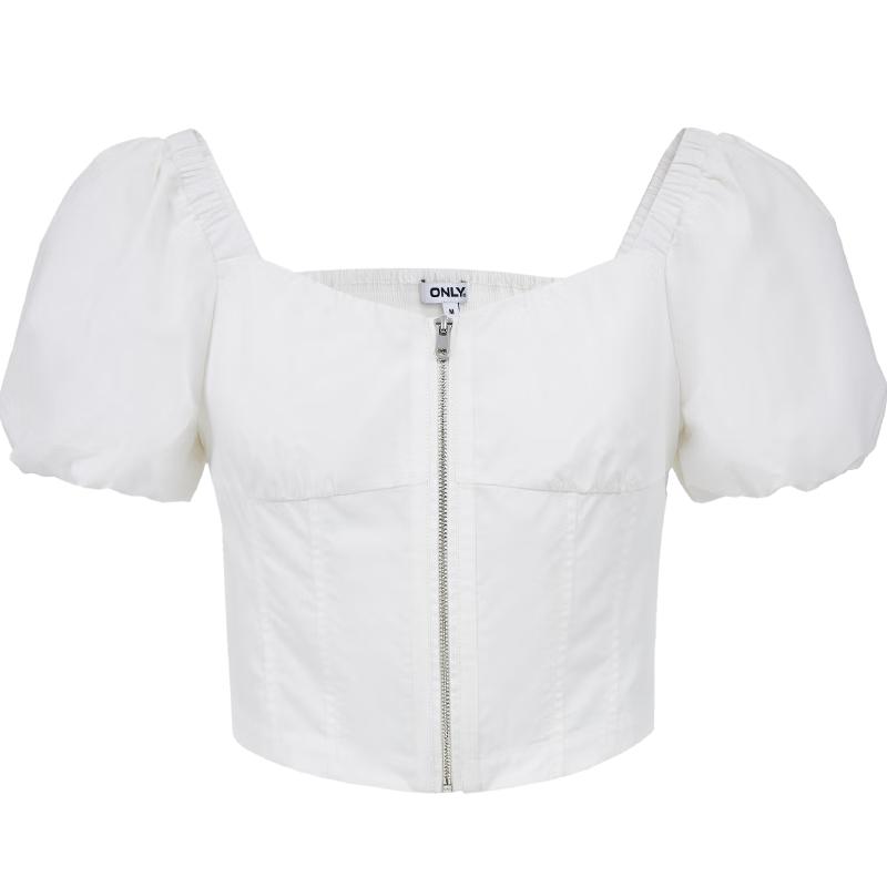 ONLY Women s Sweet Puff Sleeve Cropped Chiffon Blouse S