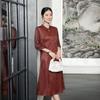 Red cloud yarn silk dress for women's summer new temperament slim improved cheongsam mulberry silk skirt