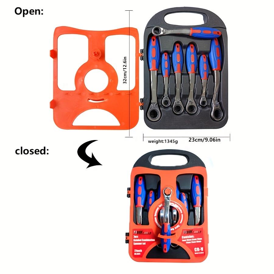 1 Set 7pcs Ratchet Wrench Multi-Specification Adjustable Direction Left And Right Handle Comfortable Anti-Slip Bidirectional Quick Lock Mechanism