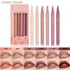 YOUNG VISION Sada matných 6barevných tekutých tužek na rty Sponge Tykev Head Mist Nude Lipstick Pen