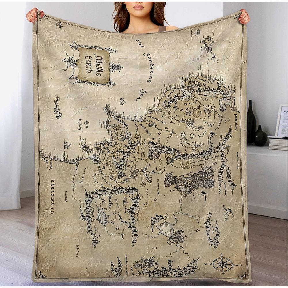 1pc of Comfortable Plush Blanket Soft Flannel Throw with Detailed Fantasy Design, Adventure Lovers and Ring Enthusiasts, Suitable Allseason Home Decor