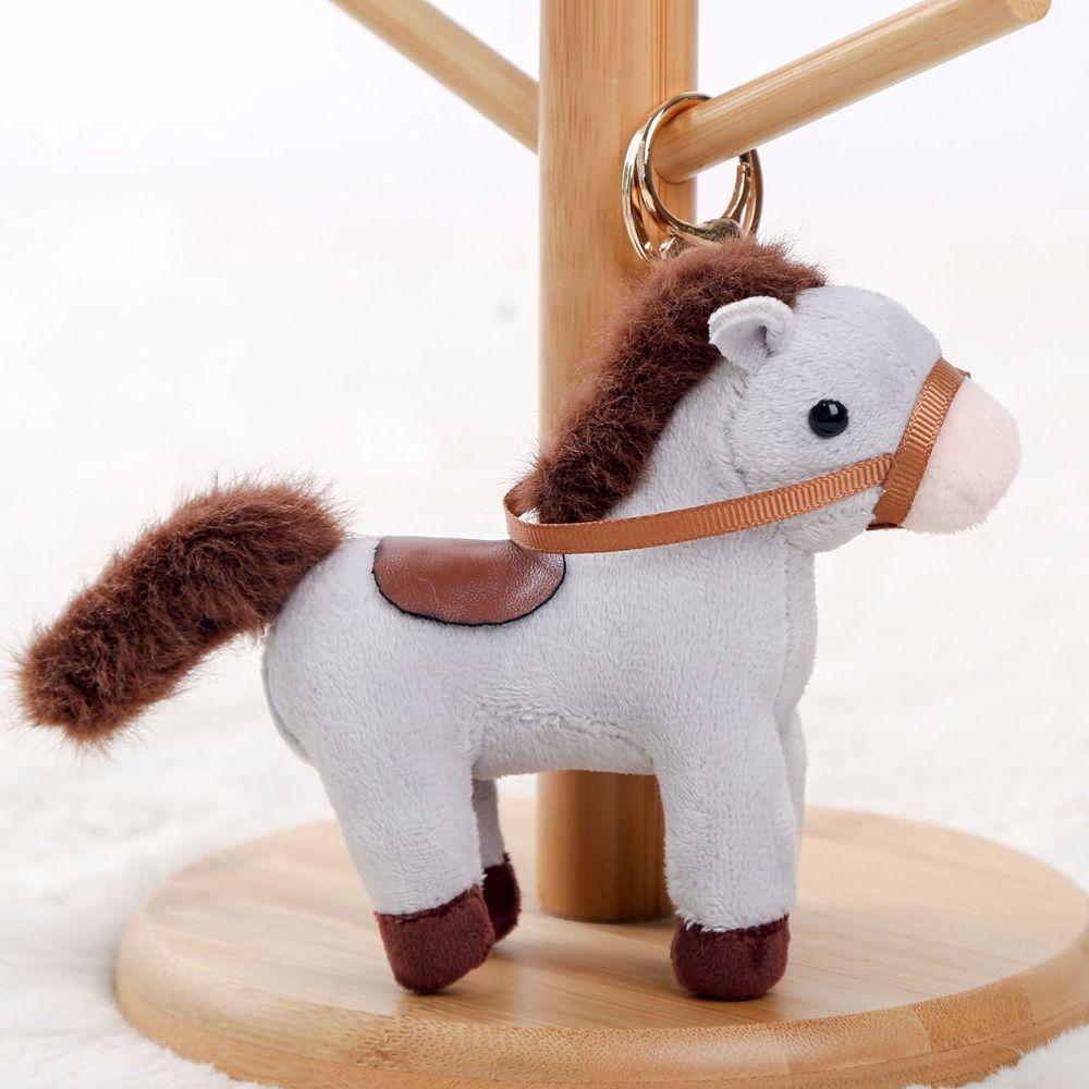 Chinese Style Cartoon Animal Stuffed Doll PP Cotton Chinese Horse Plush Keyring  Birthday Gift
