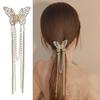 Fermaglio per capelli Farfalle realistiche Lusso Scava fuori Nappa lunga Perla sintetica Capelli fissi Decorazione per capelli antiscivolo Fermaglio per capelli stabile per la testa posteriore Accessori per capelli