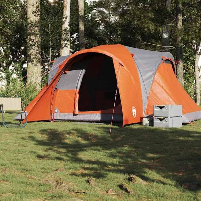 VidaXL Family Dome Tent 6 Person Grey and Orange Waterproof, Tent, Camping Shelter, Garden Shelter, Tent of 4009463