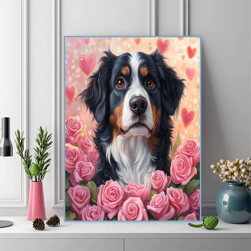 Pink Bernese Mountain Dog Pattern 3pcs 100% Round Full Drill 5D DIY Diamond Painting Embroidery Cross Stitch Rhinestone Décor