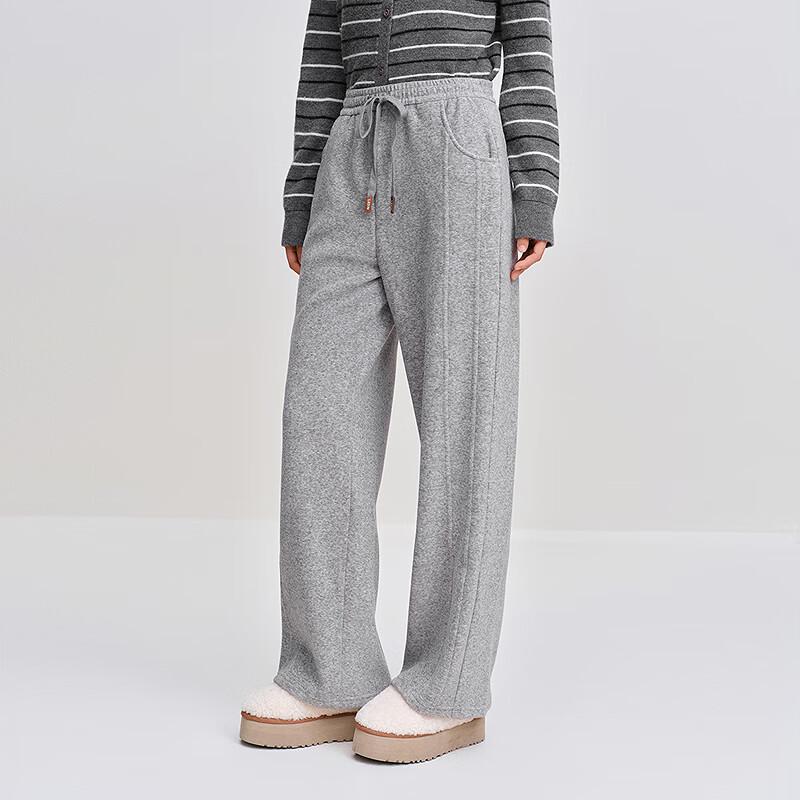 Ledin Autumn Drawstring Knit High-Waist Wide-Leg Casual Pants