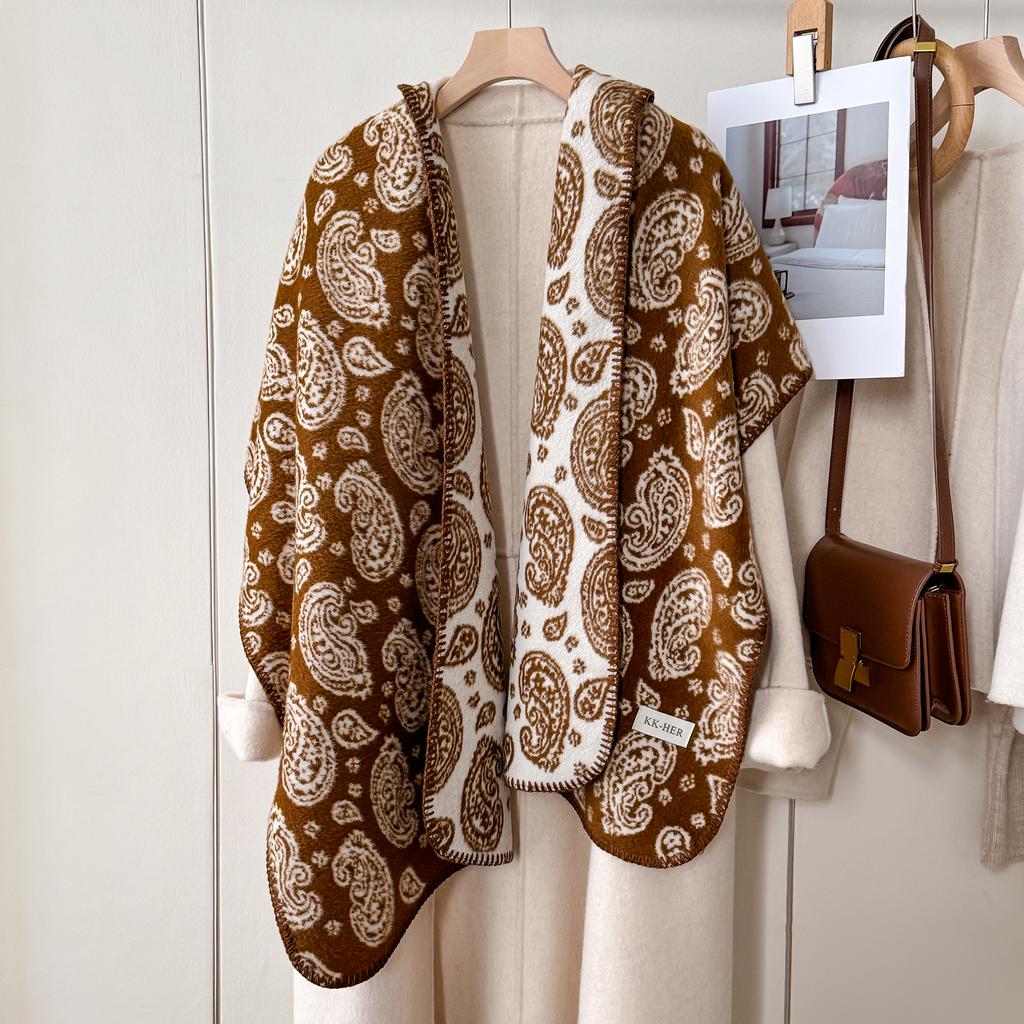 Thick Warm Winter Cashmere-Like Scarf for Women - Luxury Paisley Print Shawls Wraps, Lady's Travel Stole & Fashion Bufanda