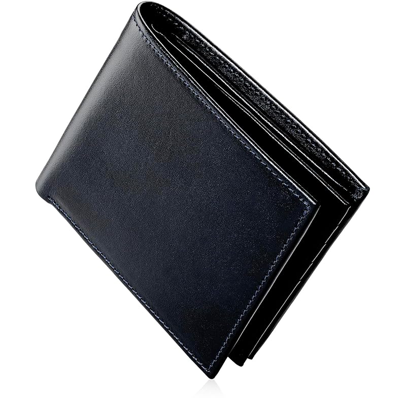 

[Balmore] bifold wallet [Posted on Tokoro George s Setagaya base] men s italian leather large capacity (Navy)