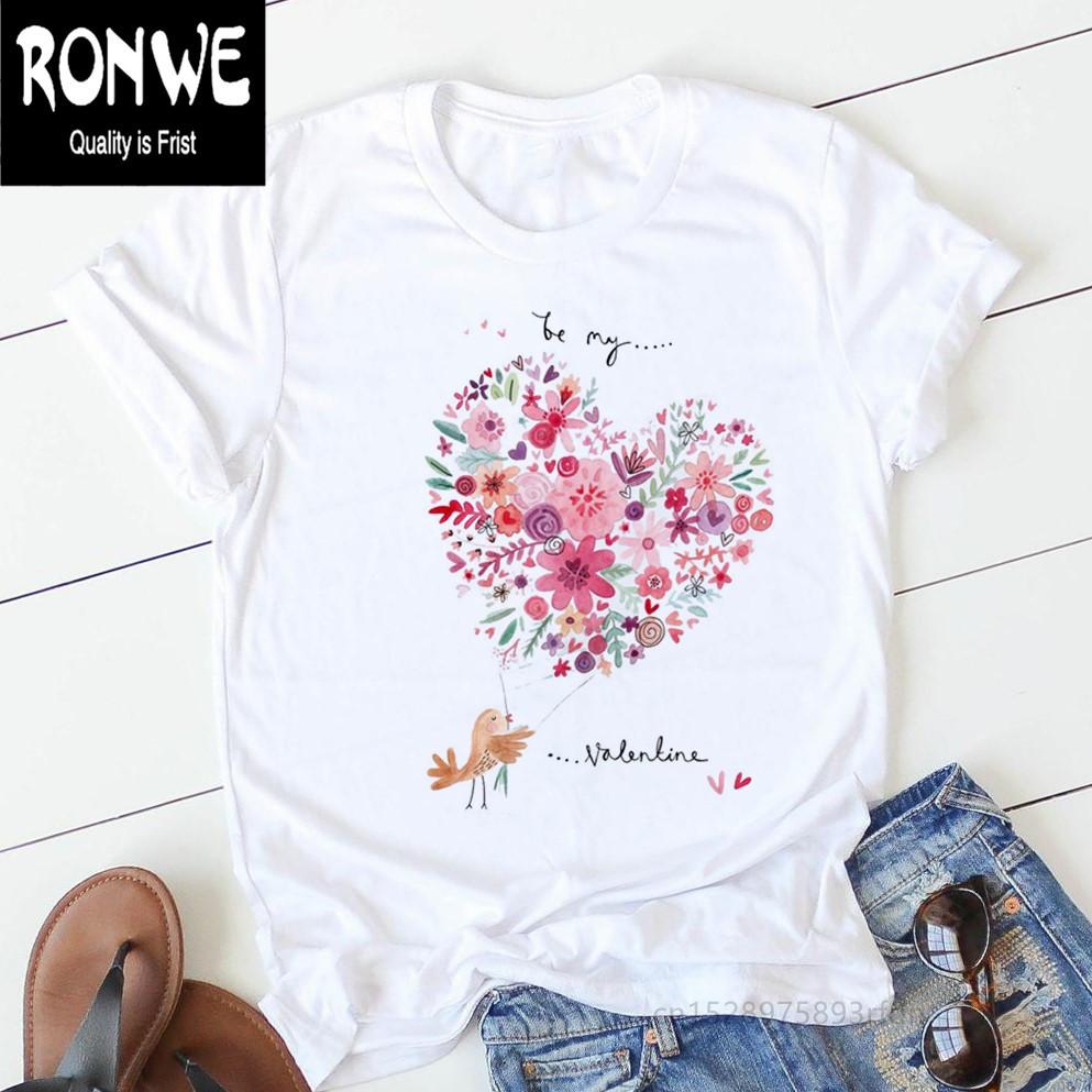 Pink Heart Flower Print Women Tshirt Casual Funny T Shirt Gift 90s Lady Yong Girl Drop Ship PKT-894