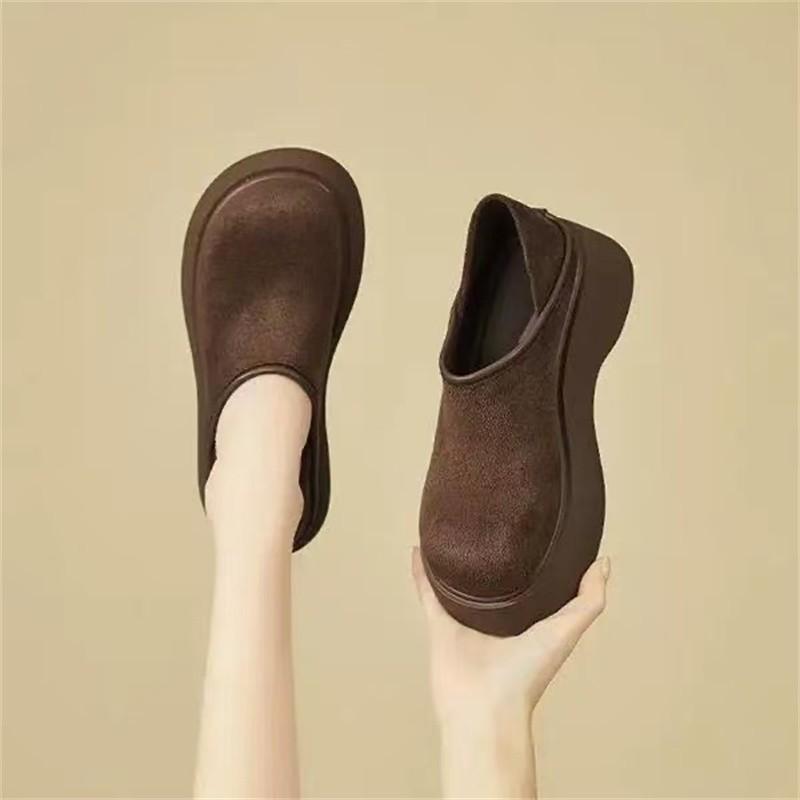 

Женские новые осенние модные туфли на толстой подошве, увеличивающие рост, женские туфли на маффиновых подошвах, одинарные туфли на одной педали 40 темно-коричневого