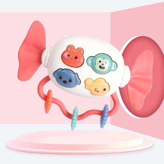 Детские конфеты-погремушки, игрушки, музыка, светящийся интеллект, хватательные мягкие силиконовые прорезыватели, пластиковые погремушки, развивающие игрушки для малышей красный