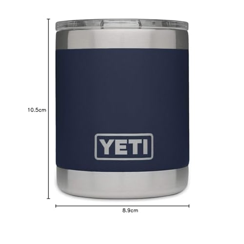 YETI Rambler Lowball 10oz Stainless Steel Cup with Lid, Navy, 296ml Mini Tumbler, Lowball Series