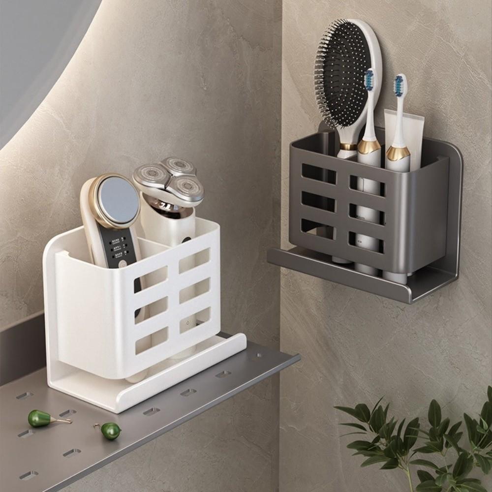 New Aluminum Alloy Wall Mounted Toothbrush Holder No Punching Self Adhesive Bathroom Storage Rack Utensil Rack Bathroom
