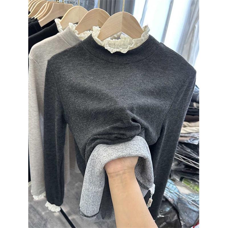

Plus Size Women s Long Sleeve T-Shirt, Solid Color Stand Collar, Versatile & Flattering for Fuller Figures Medium