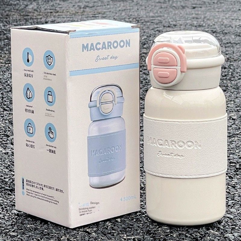 German Large-Capacity Thermos Cup for Women 2026 New Model with Straw Water Cup for Students Simple Dual-Drink Cold-Keeping Cup