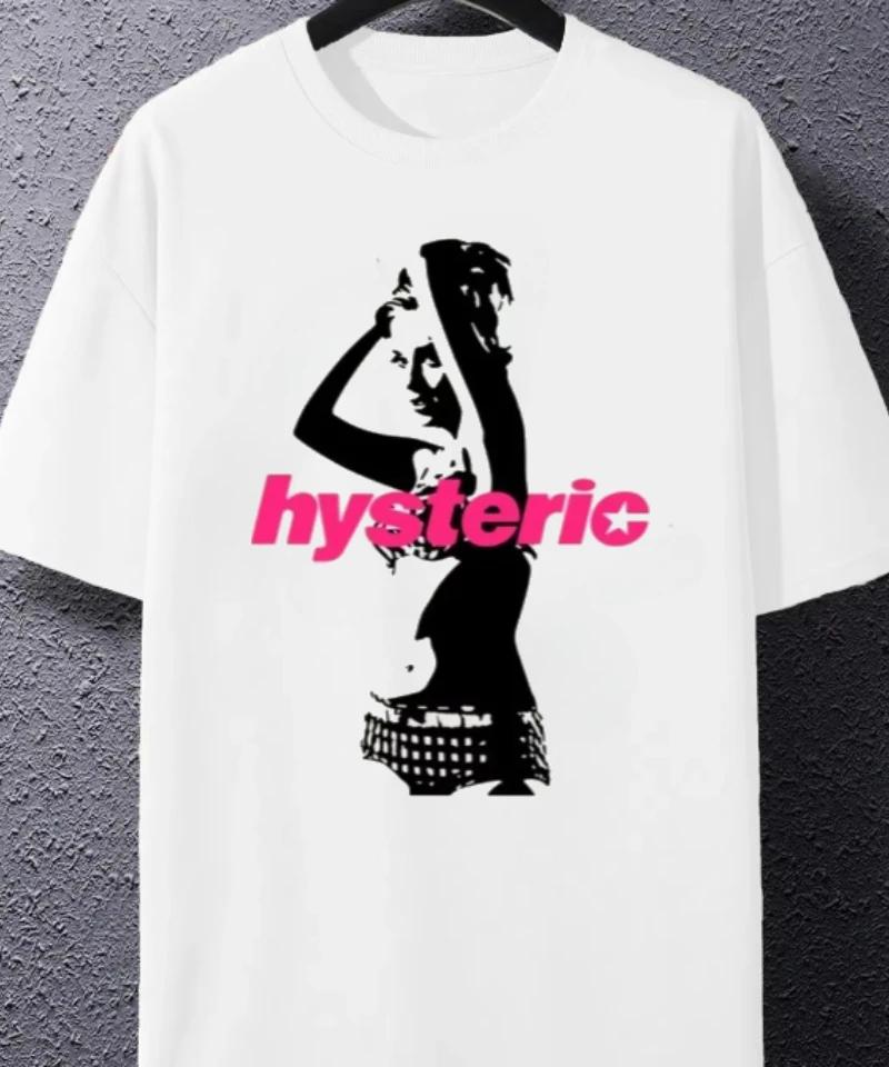 

2025 HYSTERIC GLAMOUR Футболка с принтом и круглым вырезом, универсальная, из хлопка, оверсайз, топ, люксовый бренд, высокое качество, для мужчин 4XL