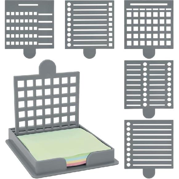 Sticky Note Stencil, Sticky Note Stencil and Holder, Post It Stencils, with Five Different Stencil, for Room and Office Desk Organizer, for 3x3 Inch