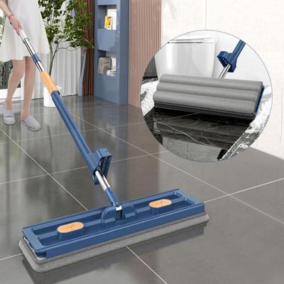 Microfiber Mop Flat Great Water Absorption Wet And Dry Dual Use Adjustable Stainless Steel Long Handle 360 Rotating Scraper Floor Cleaning Tool