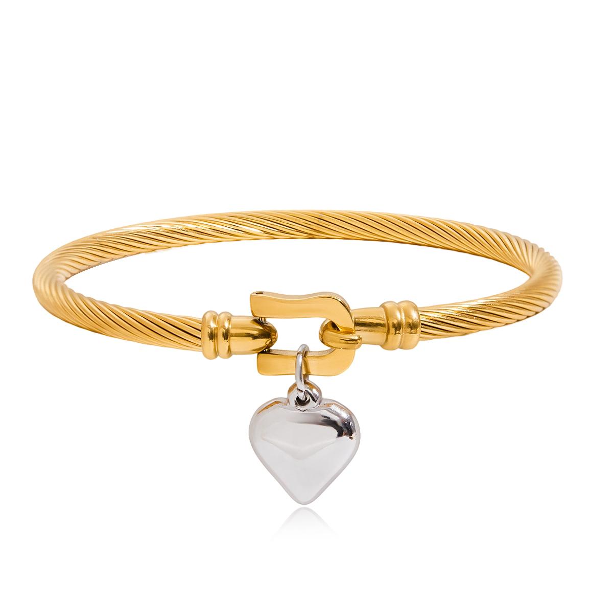 

Yori Waterproof Stainless Steel Heart Pendant Horseshoe Clasp Bracelet 18K Gold Plated Fashion Women Trendy Jewelry Bijoux