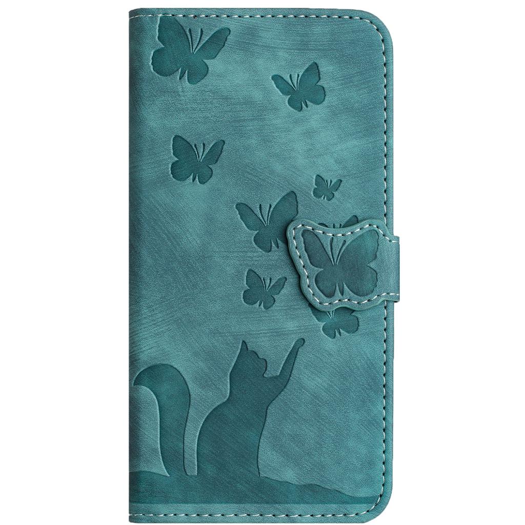 For Xiaomi Redmi Note 13 Pro 4G/Poco M6 Pro 4G Lommebok Telefondeksel Sommerfugl Katt Imprint Lærdeksel