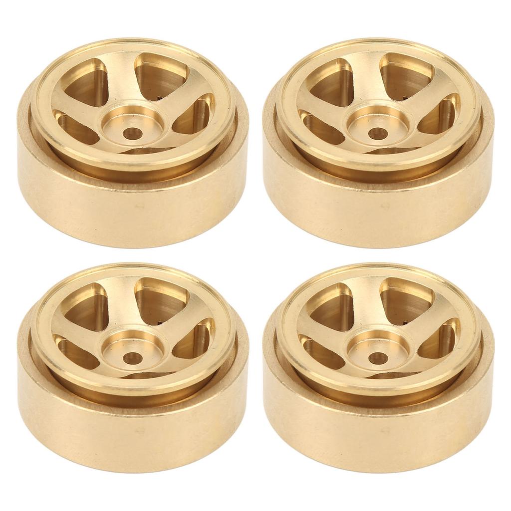 4Pcs RC Beadlock Wheel Rim Hubs Adhesive Free Brass RC Car Upgrade Parts for FMS FCX24 1 18 1 24 Climbing Car Gold