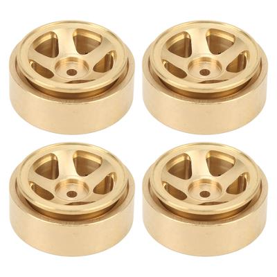 4Pcs RC Beadlock Wheel Rim Hubs Adhesive Free Brass RC Car Upgrade Parts for FMS FCX24 1 18 1 24 Climbing Car Gold