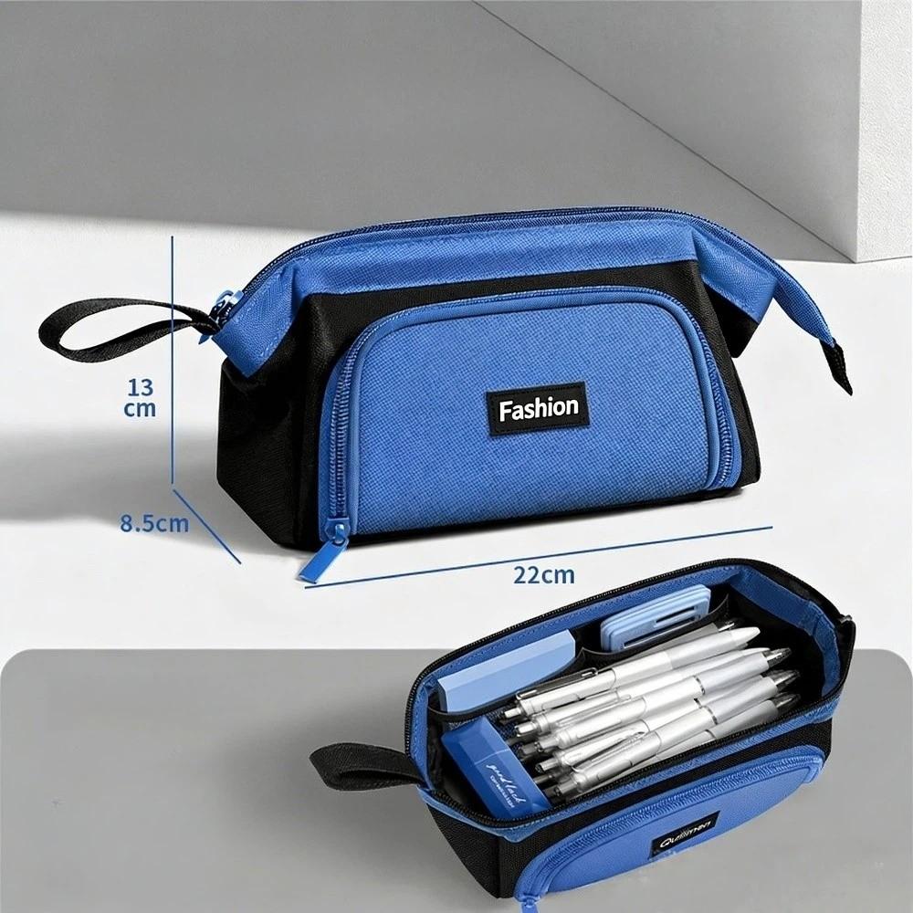 Oxford Cloth Pencil Case Waterproof Stationery Pouch New Pencil Bag  Student Use синий