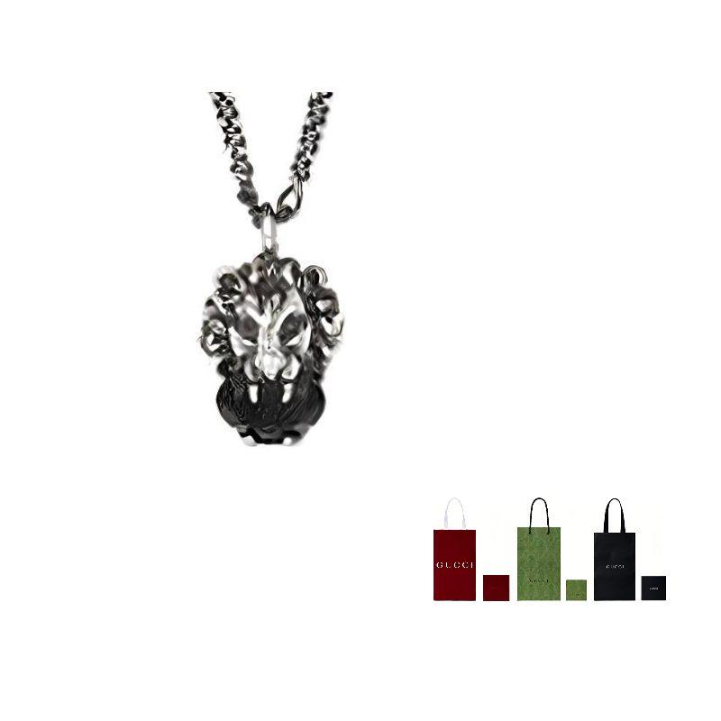 GUCCI Metal Necklaces Unisex Silver/Black 412885-J1D50-9074