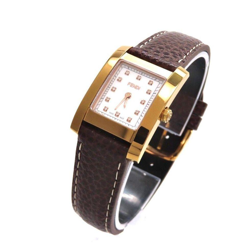 Used [7000L] FENDI Watch 12P Diamond Gold Ladies Extremely Good Condition