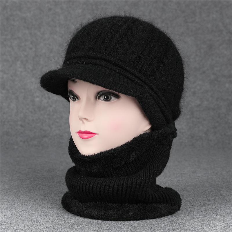 Duck Tongue Old Man Hat Female Grandma Autumn Winter Rabbit Wool Hat Knitted Thermal Basin Hat Middle-Aged And Elderly Mother Velvet