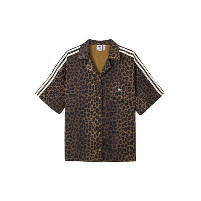 Originals Classic Sports Series Bequemes Polo Lockeres Gestreiftes Leopardenmuster Kurzarmhemd Damenhemden Layered-Bronze KA2678