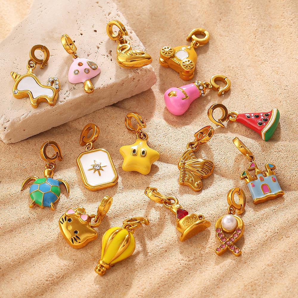 Fashion summer seaside wind DIY castle mushroom multi-element bikini buckle pendant cute enamel accessories